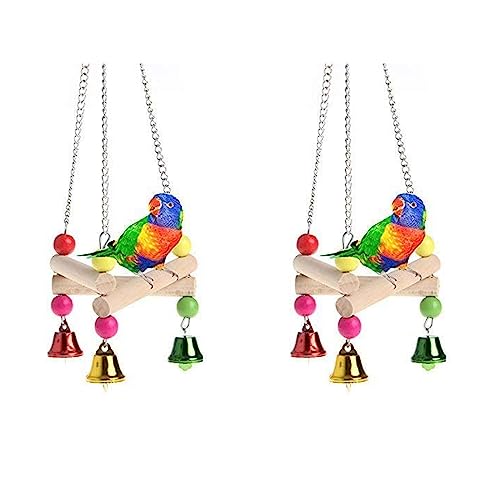 WildbirdCare Natural Wood Bead Chain Swing Toy For Parrot,Budgies,Cockatiel,Lovebird,Budgerigar,Sun Conure,Finch,African Grey,Canary,Cockatoo,Macaw Birds.(Pack Of 2)