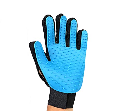 Emily Pets, Pet Grooming Gloves,Deshedding Brush Glove for Cats and Dogs, Hair Remover Brush Removal Tool with Soft Silicone Tips. (Pack of 1, Sky Blue)