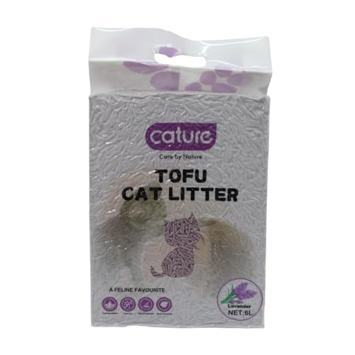 Cature Care by Nature Tofu Cat Litter Natural Flushable Clumping Litter Plant Based Biodegradable Ultra Odour Control 99% Dust Free Low Tracking Cat Litter (Lavender, 6L)