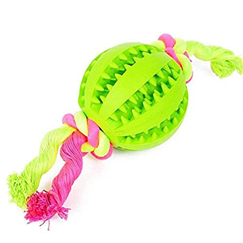 emily pets Dog Chew Ball Interactive Toys, Dog Cleans Teeth Training Balls on Cotton Rope for Small, Medium and Large Dogs (Green)