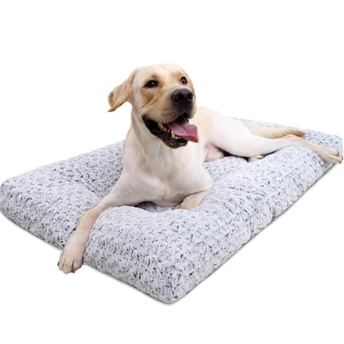 emily pets Washable Dog Bed Deluxe Plush Dog Crate Beds Fulffy Comfy Kennel Pad Anti-Slip Pet Sleeping Mat for Small, Medium Dogs Breeds, 23" x 18" (Grey, S)