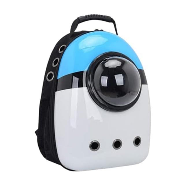 Emily Pets Astronaut Space Capsule Carrier Travel Bag Backpack for Cat Dog and Puppy (Blue & White)