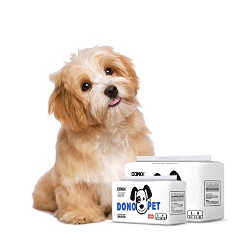 Dono Pet Male Marking Urinary Incontinence Excitable Urination Male Dog Diaper Dono Disposable Male Wraps Dog Diapers Super Absorbent Soft Wraps Leak-Proof Fit,Waist-63cm-80cm(L,8 Pcs)