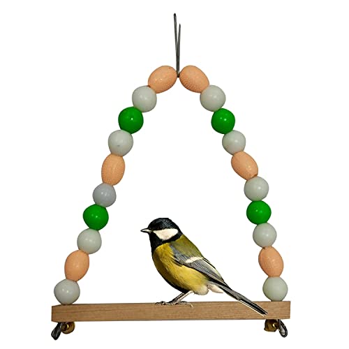 WildBird Care Natural Wood Hanging Swing Toy for Small & Medium Birds Wooden Perch, Training Aid, Stick for Budgies, Finches, Java, and All Medium Size Birds Bird Play Stand(Multicolor)