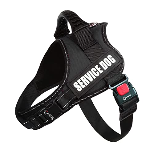 Lulala Service Dog Harness Belt for Large Dogs Medium Small Leash,No-Pull Reflective,Breathable Adjustable Pet with Piastic Handle Outdoor Walking - On Off Locker(Black S)