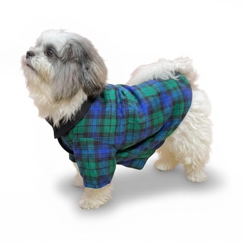 Lulala Dog Winter Shirt for Small & Medium Dogs | Checkered Warm Cotton Coat with Stylish Collar | Soft Comfortable Puppy Outfit for Winter