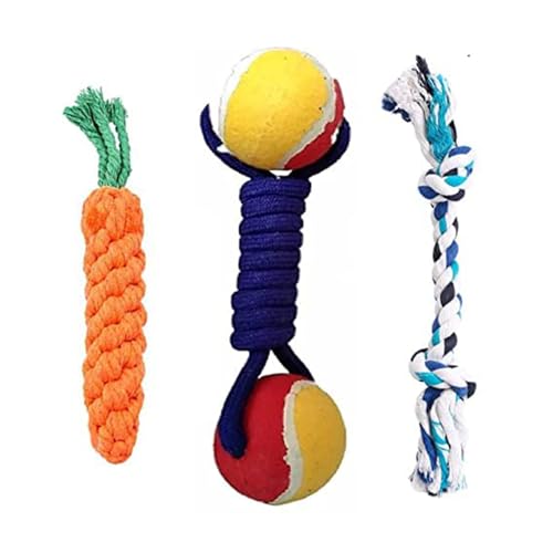 SRIPET 3 Set Large Dog Chew Toys, Tough Dog Toy for Aggressive Chewers Large Breed, Small Dog Puppy Teething Toys Heavy Duty Dental Dog Rope Toys Prevents Boredom and Relieves Stress Pack of 3 (Multi Color)