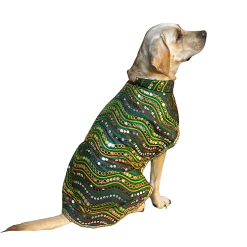 Lulala Ethnic Dog Dress – Traditional Embroidered Pet Outfit with Mirror Work | Festive Indian Dog Clothing for Small & Large Dogs