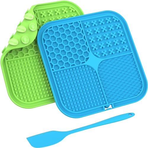 Cature Lick Mat for Dogs, Slow Feeder Licking Mat,Silicone Lick Pad with Suction Cups for Dog Anxiety Relief, Boredom Reducer - Perfect for Food Treats Yogurt or Peanut Butter BPA-Free(2PCS)