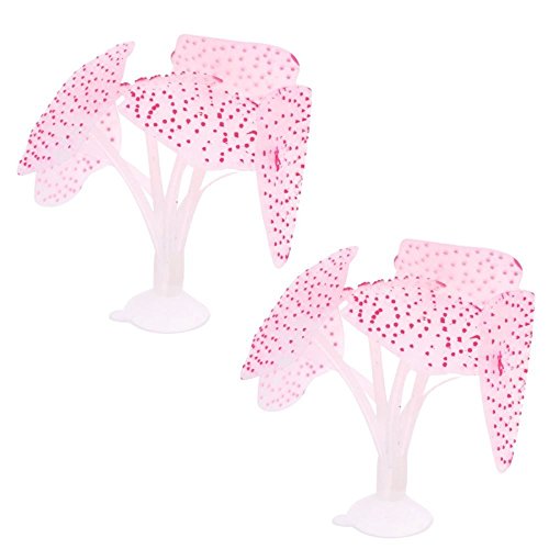 Emily Pets Silicone Aquarium Fish Tank Decor Artificial Coral Silicon Plant for Underwater Decoration Combo Pack of 2 (Pink)
