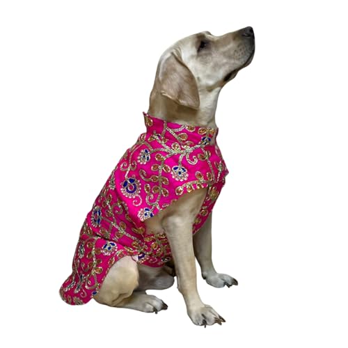 Lulala Ethnic Dog Dress – Traditional Embroidered Pet Outfit with Mirror Work | Festive Indian Dog Clothing for Small & Large Dogs
