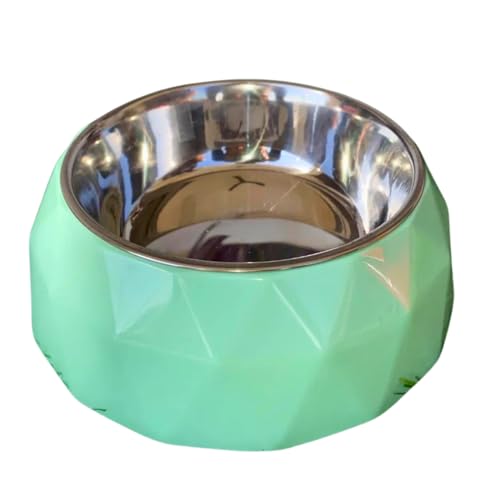 Cature Care by Nature Diamond Dog Bowl| Melamine & Stainless Steel Dog Food Bowl with Anti-Skid Base| Dog Feeding Bowl for Medium Dogs (Green, Small)