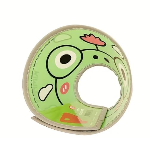 Emily Pets Pet Recovery Collars for Dogs and Cats, Adjustable Anti-Lick Collar, Waterproof, Cartoon Pattern, Ultra-Light Fixing Strip, Prevents Licking After One (Green, Large)
