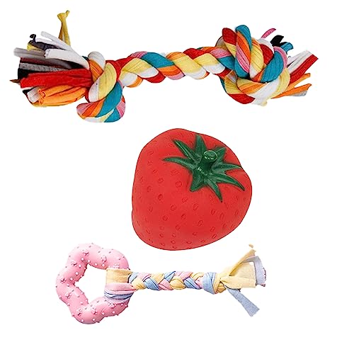Cature Pack of 3 Dog Toys, Toy for Small,Medium, and Large Breed Size Dogs with Interactive Dog Rope Toys, Squeaky Dog Plush Toy Chew Toys for Teething and Training (Combo 2)