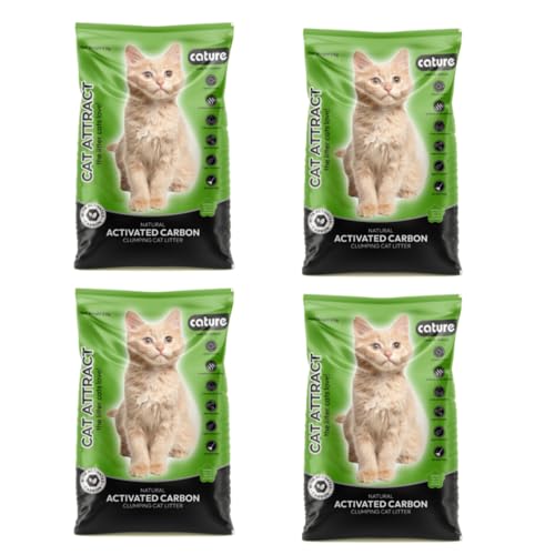 Cature Care by Nature Natural Activated Carbon Clumping Cat Litter | Low Dust | Better Odor Control | Best Natural Charcoal Litter Dust Free Scoopable, for Multiple Cats, (20Kg Total) (4 Packs of 5kg)