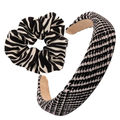 F DREAM 1pc Fabric Headband For Women, Elegant Hair Accessory For Autumn & Winter (Pack2: Black-White)