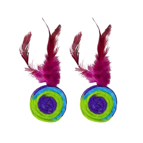 cature Care by Nature 2Pcs Cat Colorful Rainbow Toys Flutter Balls With Feather&Bells For Indoor Outdoor Kitty Kitten Interactive Playing Chewing Training Chasing Hunting&Exercise(Pack2)