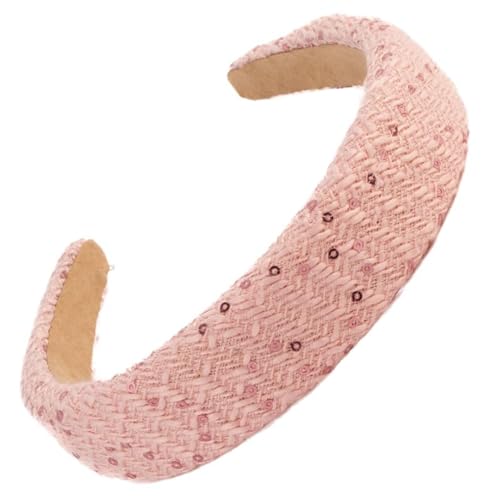 F DREAM 1pc Women's Sweet And Elegant Glitter Hair Hoop, Retro French Style Hair Clip, Popular Outing Hair Accessories For Autumn And Winter (HB-Pink)