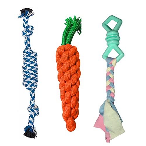 emily pets Puppy Toys for Teething, Dog Toys for Small Dogs, Puppy Teething Chew Toys (Color May Vary, Pack of 3)