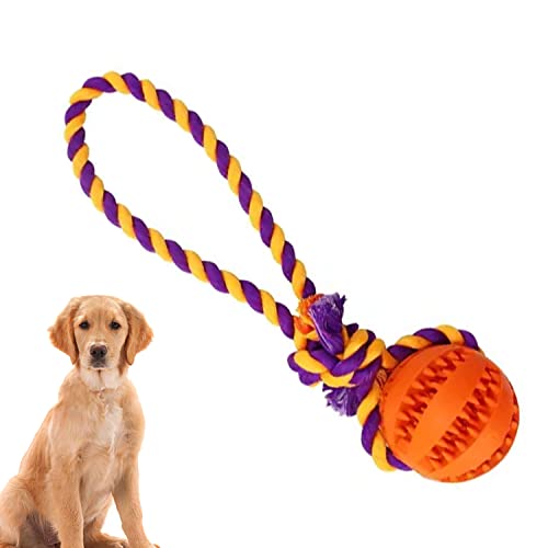 emily pets Dog Fetch Rope Ball Chew Toy Tooth Cleaning Toy for Dogs Robust Natural Rubber Dog Ball IQ Training Ball Interactive Pet Toy for Medium and Small Dogs Pets(Size:M,Color:Orange)