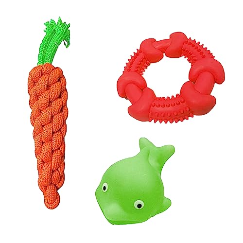Cature Pack of 3 Dog Toys, Toy for Small,Medium, and Large Breed Size Dogs with Interactive Dog Rope Toys, Squeaky Dog Plush Toy Chew Toys for Teething and Training (COMBO7)