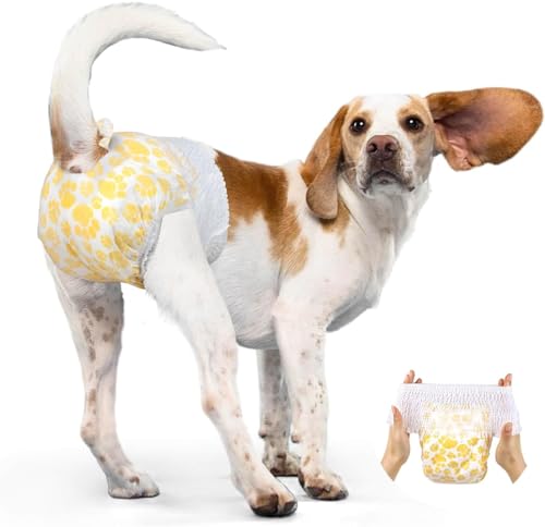 Emily Pets Female Dog Diapers | Disposable Pull-Up Puppy Diapers for Female Pets in Heat | 360° Leak-Proof, Super Absorbent, Stretchy Waistband