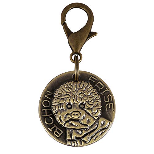 emily pets Antique Look Bronze Identity Collar Memorial Tag Cum Pendant for Dog (Frise Bichon)