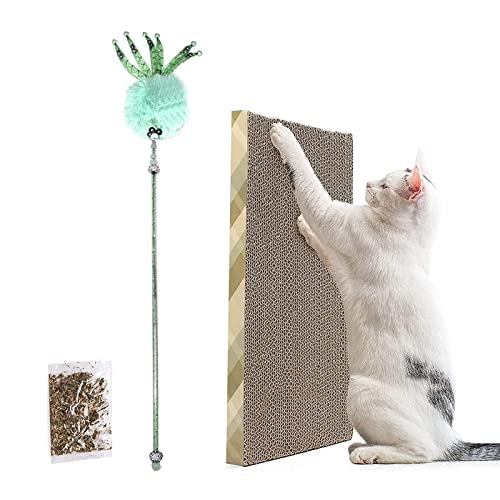 emily pets Cat Father Toy 1PCS Hanging Toy and Scratcher Cardboard, Catnip Interactive Indoor Cats Kitten Play Chase Exercise (Pack of 3, Color May Vary)