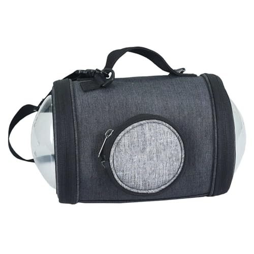 Emily Pets Space Capsule Pet Carrier Bag for Cats & Small Dogs, Oxford Fabric, Transparent Window, Zipper Closure, Travel, Grey