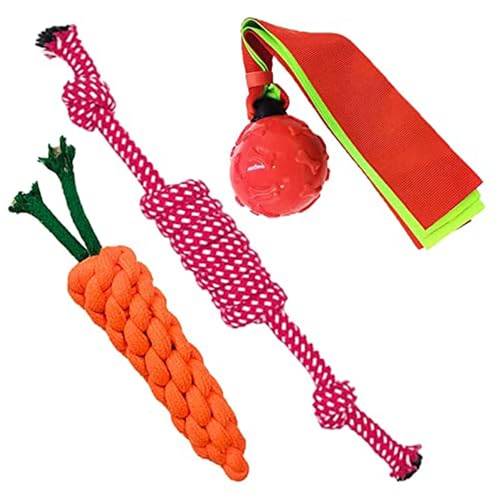 Cature Dog Chew Toys, Durable Rope Toy, Squeaky Toy, Carrot Rope Toy for Dogs and Puppy (Pack of 3 Multi Color)(Combo10)