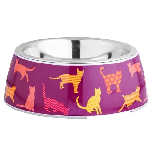 Emily Pets Anti-Skid Melamine Detachable Stainless Steel Food Bowls for Cats (Red) - Large-500 ml