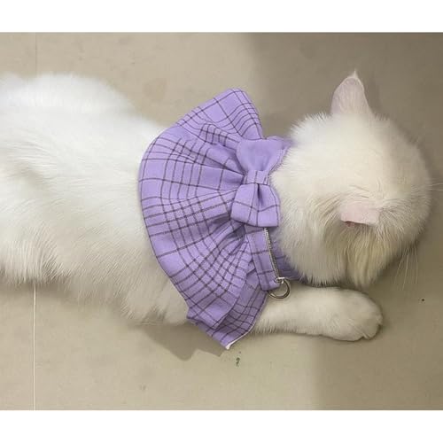 Lulala Stylish Purple Plaid Cat Bow Tie Collar – Adjustable Comfortable Pet Accessory for Cats and Kittens – Trendy and Soft Plaid Design for Fashionable Pet Clothing (Small)