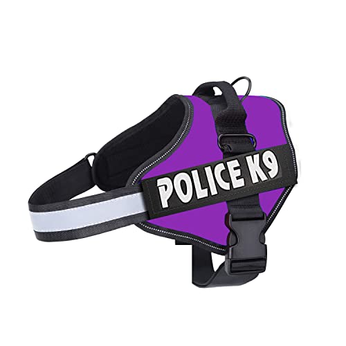 Emily Pets Police-K9 Dog Harness,No Pull Harness for dogs,Breathable and Easy Control with Handle & Leash Attachment ,Easy Walking Training for Dog,Dog Training No Escape Adjustable Reflective Vest(XL,Purple)