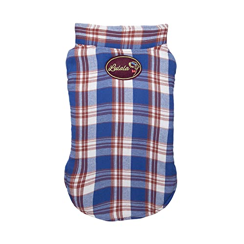 Lulala Dog Plaid Vest Winter Reflective StripeVest Winter Coat,Hoddie, Jacket Windproof Reversible(Blue-Red,20Inch)