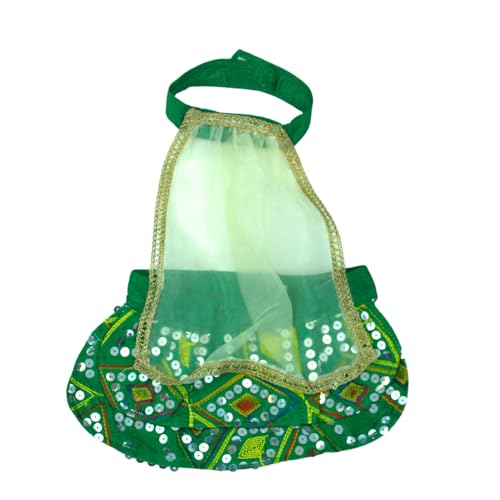 Lulala Ethnic Dog Lehenga Choli with Dupatta Traditional Indian Outfit for Pets Costume Dress for Female Dogs and Puppies (Green-10 Inch)
