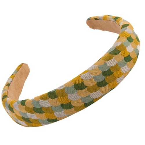 F DREAM 1pc Women Fish Scale Pattern Casual Headband For Hair Decoration(HB-Green)