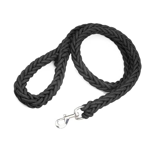 Emily Pets Woven Nylon Dog Leash for Pet Dog Training Walking Lead Perfect for Medium Large Dogs with Stain Less Steel (Small, Black)