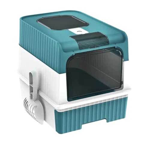 Cature Cat Toilet Foldable Large Cat, with Front Door Pull Out Drawer Types Cat Litter Basin Kitty Kitten Potty, Green