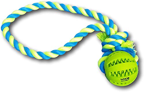 emily pets Dog Chew Ball Interactive Toys, Dog Cleans Teeth Training Balls on Cotton Rope for Small Medium Dogs (Color:Green, Size:Small)