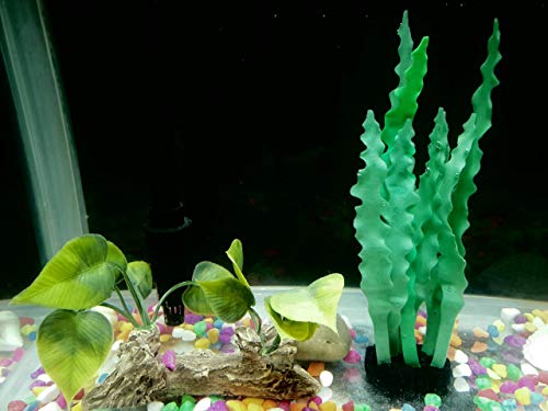 SRI Artificial Silicone Coral Aquarium Decoration Underwater Grass Ornament for Fish Tank (Green)