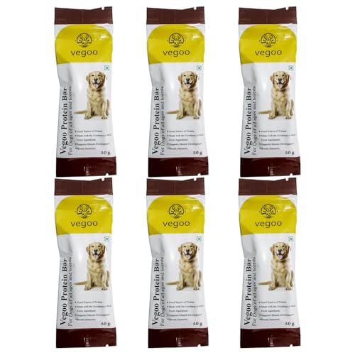 Vegoo Dog Treats Protein Bar, Supports Muscle Development for Dogs of All Ages and Breeds 50g (6 Pack), All Life Stages, Stick