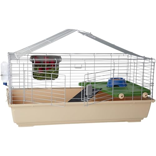 Emily Pets Small Animal Habitat Cage for Rabbits, Hamsters, and Guinea Pigs | 39.3 x 20.8 x 18.1 Inch Spacious Metal Cage