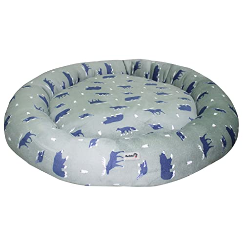Lulala Cozy Pet Beds for Small, Medium, and Large Dogs and Cats - Snuggery Hooded Burrowing Cave Tent, Deep Dish Cushion Donut Dog Bed (L, Green)