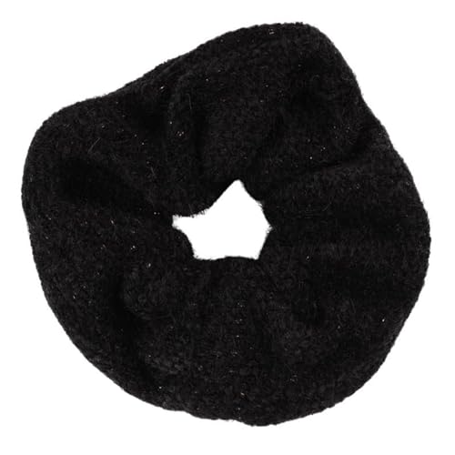 F DREAM Teddy Fur Hair Scrunchies, Strong Elastic Hair Bobbles for Ponytail Holder, Hair Accessories Ropes Scrunchie for Women & Girls (RB-Black)