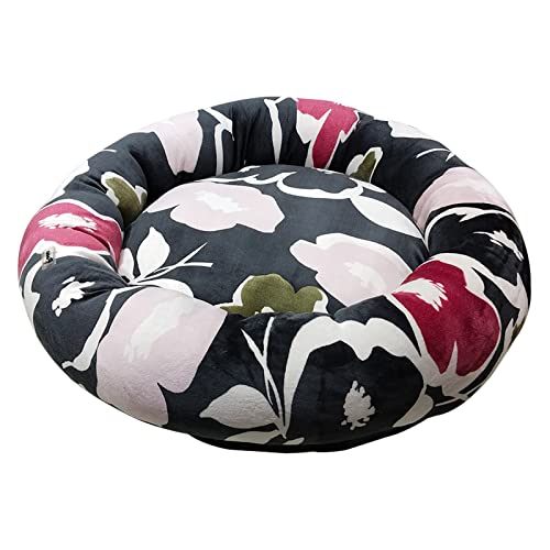 emily pets Dog Round Shape Bed Ultra Soft Ethnic Velvet Dog Bed | CAT Bed | Puppies Puppy Bed | Rabbit Bed Non-Slip Bottom (Black Color-Medium)