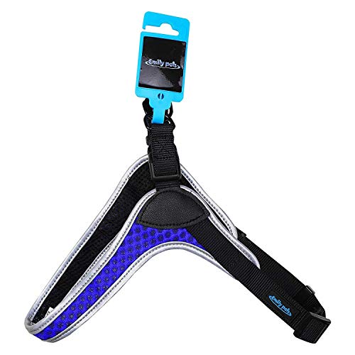 Emily Pets All Weather Mesh Step-in Soft Adjustable Pet Harnesses for Medium Breed Dog and Puppy (Blue)