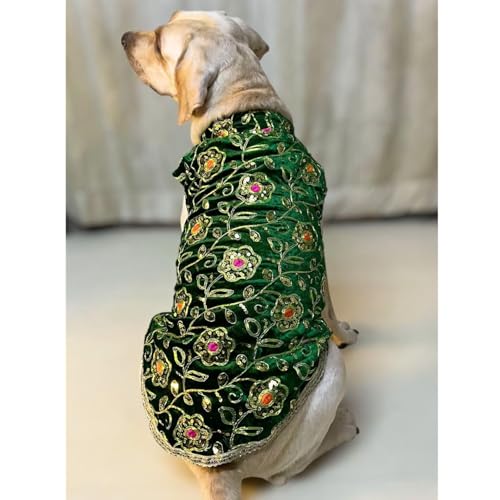 Lulala Customized Pet Apparel | Personalized Size and Colour Pet Outfit,Embellished Floral Design with Sequins and Beads, Decorative Pet Apparel