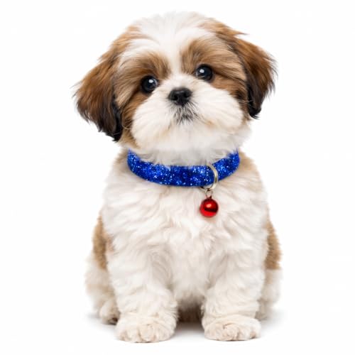 Emily Pets Glitter Velvet Breakaway Cat Collar with Bell | Soft Nylon Safety Collar for Cats | Mixed Colors (1 Piece)