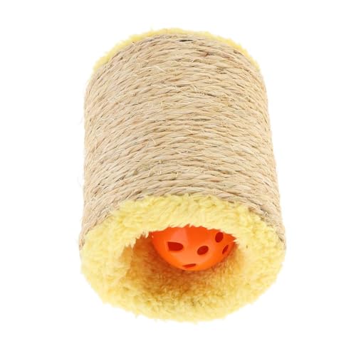 Emily Pets Cat Sisal Scratch Post Small Hollow Scratch Roller with Bell Ball Yellow