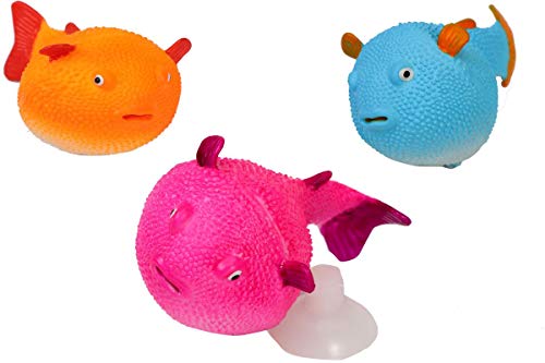 SRI Aquarium Glowing Silicone Artificial Puffer Fish Ornament for Fiah Tank (Pack of 3)